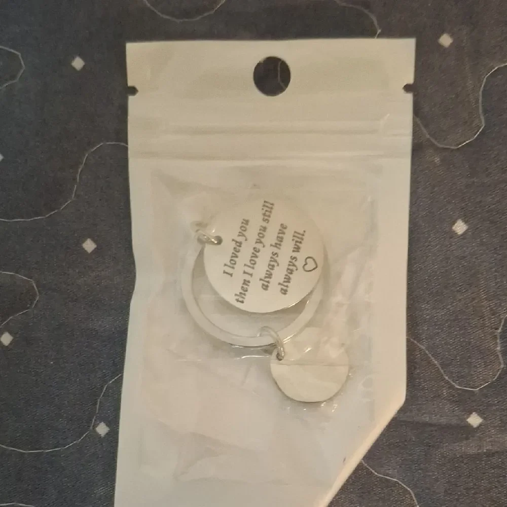 Silver Couples Keychain with Heart Charm - new